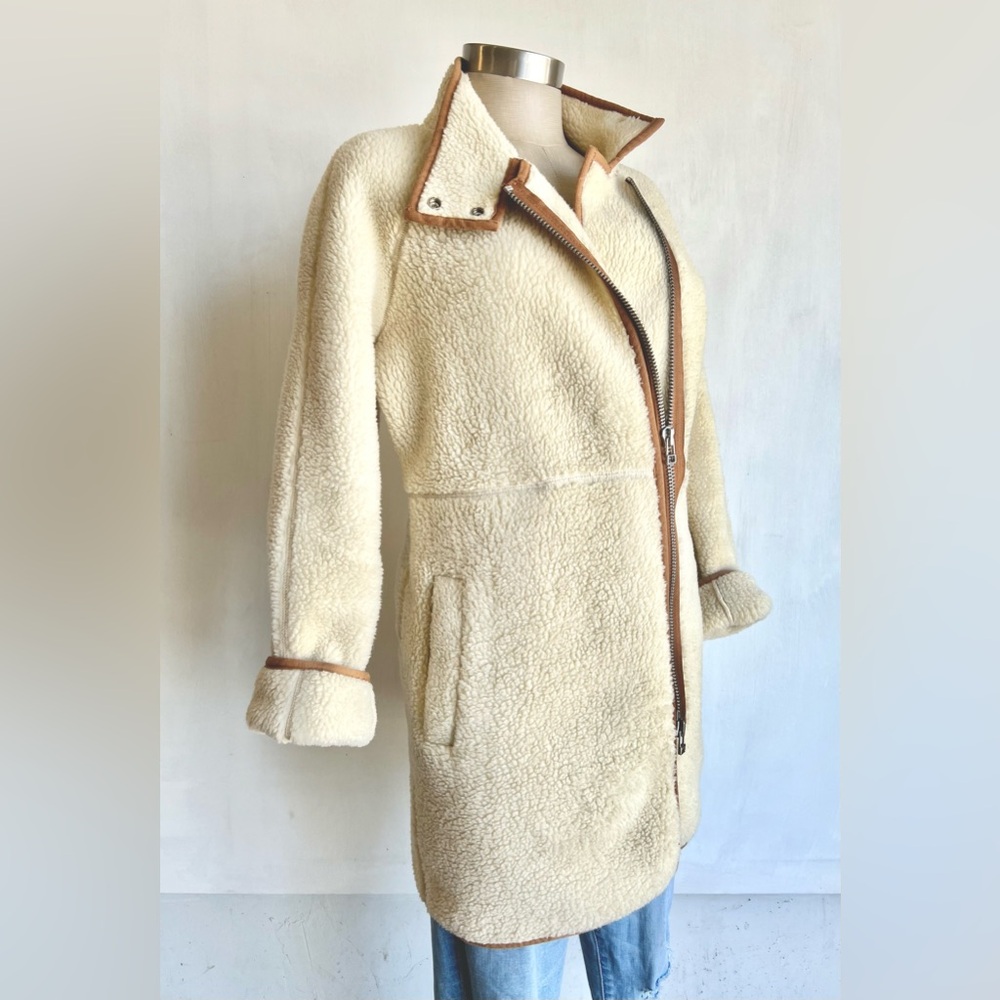 Madewell Cream Sherpa Coat with Tan Accents